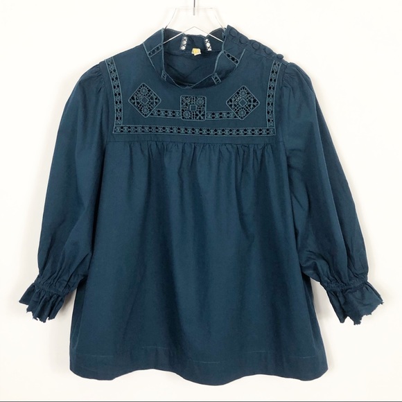 Free People Tops - FREE PEOPLE Vintage Embroidered Blouse Top Medium
